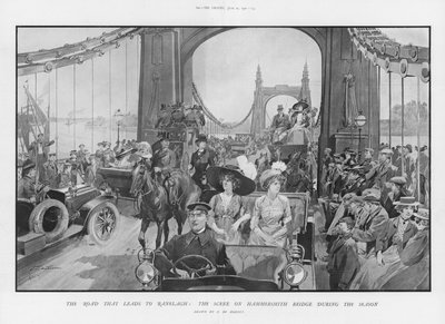 Scenen på Hammersmith Bridge under säsongen av Frederic de Haenen