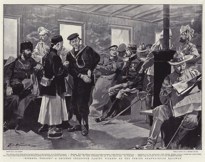 Biljetter, tack! en kinesisk samlare som tar biljetter på Peking Shanhaiguan Railway av Frederic de Haenen