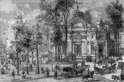 Utsikt över Panorama Marigny-teatern under dess konstruktion av Charles Garnier (1825-1895) i Paris av Frederic de Haenen