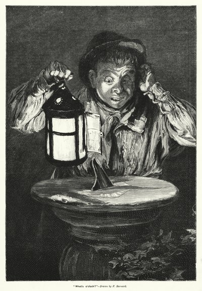 "Vad är klockan?" (gravyr) av Frederick (after) Barnard