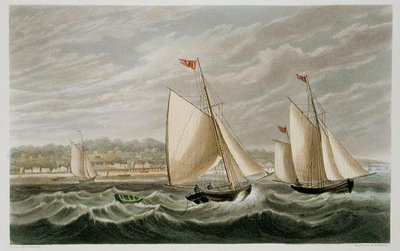 Ryde, från "The Isle of Wight Illustrated, in a Series of Coloured Views", graverad av P. Roberts, publicerad 1846 (akvatint). av Frederick (after) Calvert