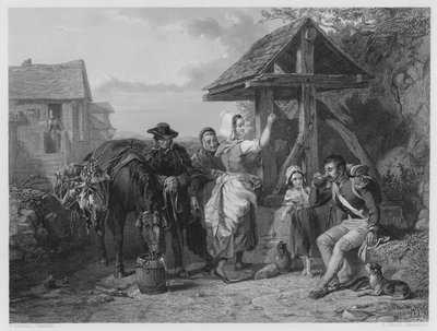 The Tired Soldier, från bilden i Vernon Gallery (gravyr) av Frederick (after) Goodall