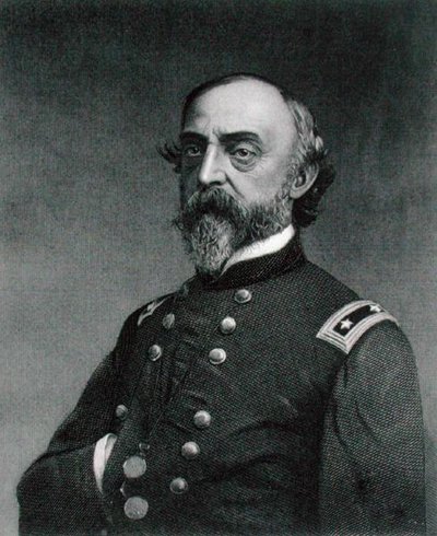 George Gordon Meade (1815-72) graverad av Robert E. Whitechurch (1814-c.83) efter ett fotografi (gravyr) av Frederick (after) Gutekunst