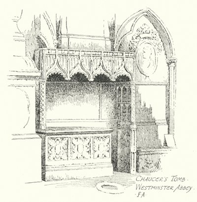 Chaucers grav, Westminster Abbey (litografi) av Frederick Adcock