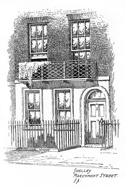 Percy Bysshe Shelleys hus, Marchmont Street, Bloomsbury, London, 1912 av Frederick Adcock
