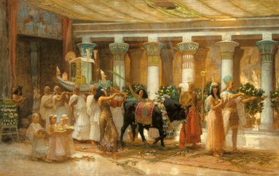 The Procession of the Sacred Bull, Apis, c.1879 (olja på duk) av Frederick Arthur Bridgman