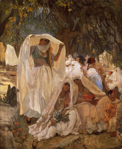Kvinnor från Blidah på profetens dag, Algeriet av Frederick Arthur Bridgman