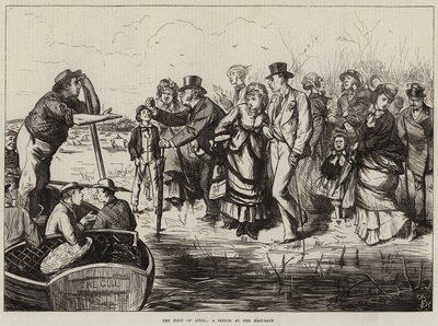 Den första april, en skiss på båtkapplöpningen av Frederick Barnard