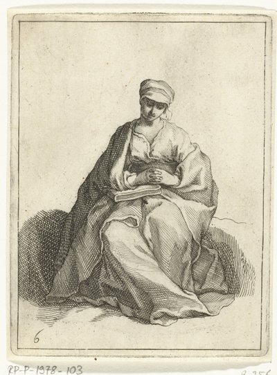 Sittande, bedjande kvinna 15 små figurer (serietitel) av Frederick Bloemaert