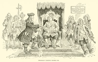 Franklin besöker George III av Frederick Burr Opper