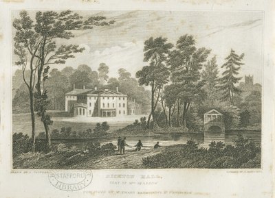 Bishton Hall: gravyr, nd [?c1830-talet] av Frederick Calvert