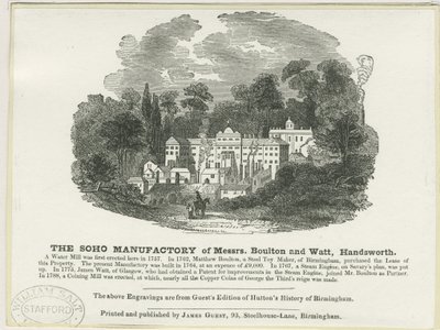 Soho Manufactory: träsnittsgravyr av Frederick Calvert