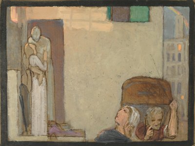 Studie för The Farewell, c.1907 (tempera på papper) av Frederick Cayley Robinson