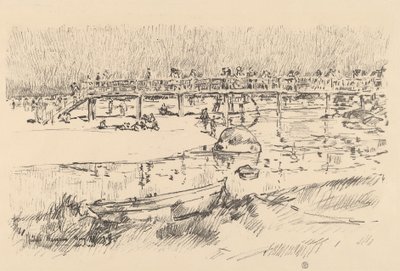 Badstrand, Bass Rocks, ca. 1918. av Frederick Childe Hassam
