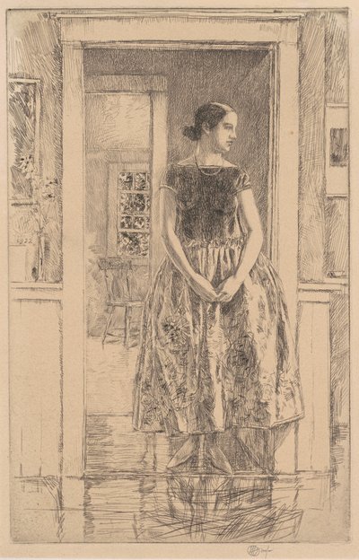 Flicka i modern klänning, 1922. av Frederick Childe Hassam