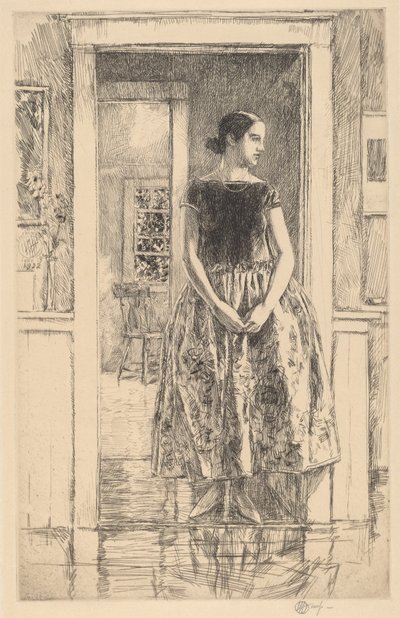 Flicka i en modern klänning, 1922. av Frederick Childe Hassam