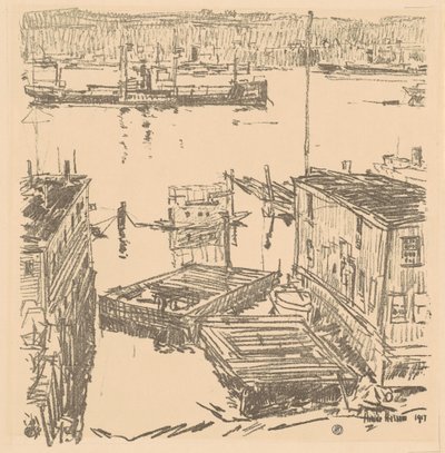North River, 1917. av Frederick Childe Hassam
