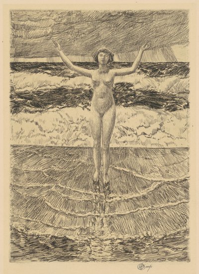 Regndroppar och surf, 1921. av Frederick Childe Hassam