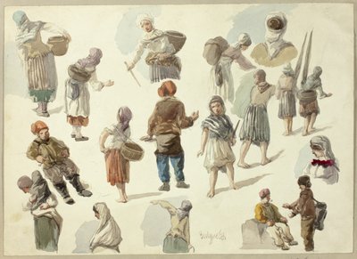 Skisser över bönder i Boulogne av Frederick Christian Lewis