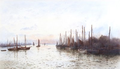 The Herring Fleet, Stornoway (akvarell) av Frederick E.J. Goff