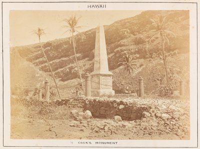 Pacific Station i HMS Triumph - Plåt 14, Cooks monument, Hawaii. av Frederick George Denham Bedford
