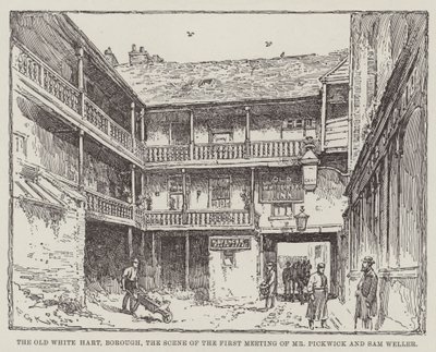 The Old White Hart, Borough, platsen för det första mötet mellan Mr Pickwick och Sam Weller av Frederick George Kitton