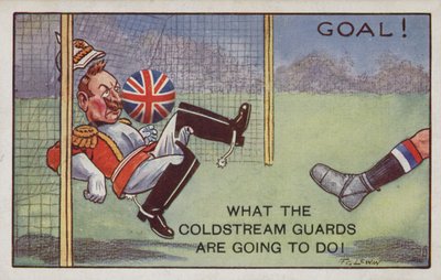 Coldstream-vakten sparkar ett mål mot Kaiser av Frederick George Lewin