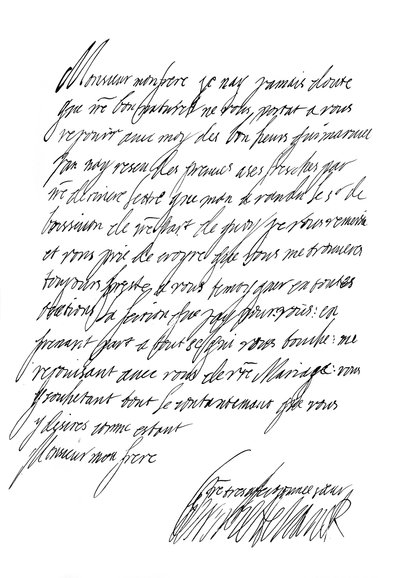 Brev av Henrietta Maria, drottning av Karl I, 1600-talet 1865. av Frederick George Netherclift