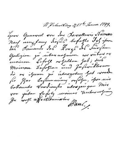 Brev av Paul I, Rysslands kejsare, till general Numsen, 1799 1865. av Frederick George Netherclift