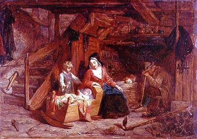 En stuga interiör av Frederick Goodall