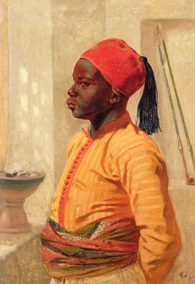 Halvlångt porträtt av en arabisk pojke av Frederick Goodall