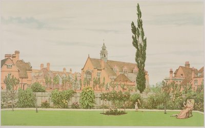 Kyrka och prästgård, Bedford Park, 1881 av Frederick Hamilton Jackson