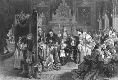 James II tar emot nyheter om landstigningen av prinsen av Orange, c1890 av Frederick Heath