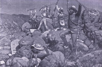 Den låtsade kapitulationen som drog Liverpools in i en desperat position, illustration från After Pretoria: The Guerilla War, 1902 av Frederick Judd Waugh