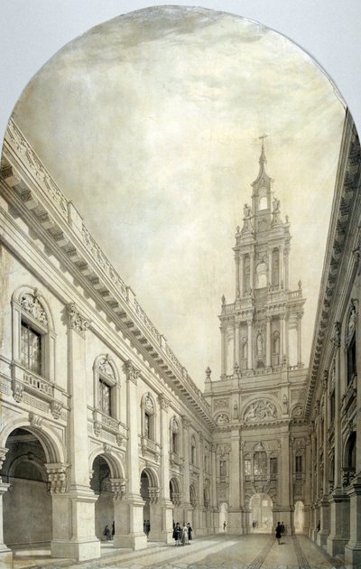 Design för den nya kungliga börsen, 1839. av Frederick Mackenzie