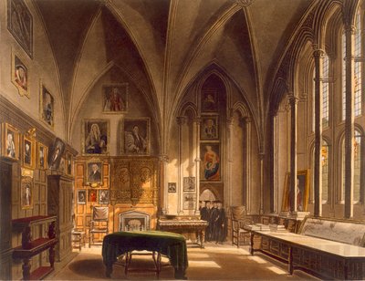 Kapitelhusets interiör, illustration ur "History of Oxford", graverad av J. Bluck (fl.1791-1831), utgiven av R. Ackermann, 1813 (akvatint). av Frederick Mackenzie