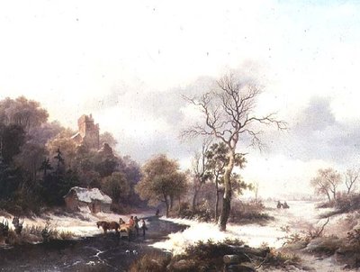 Resenärer i ett vinterlandskap av Frederick Marianus Kruseman
