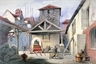 Courtyard of the Rose Inn, Farringdon Street, City of London, 1838. av Frederick Napoleon Shepherd