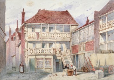 Utsikt över French Horn Tavern, Holborn, London, 1840 av Frederick Napoleon Shepherd
