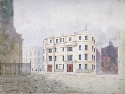 Utsikt mot söder vid den västra änden av King William Street, City of London, 1850 av Frederick Napoleon Shepherd