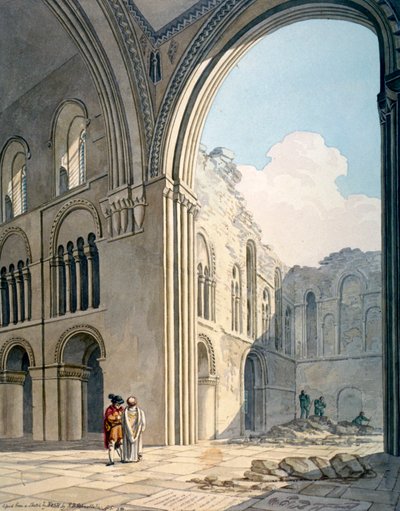 Kör av Church of St Bartholomew-the-Great under reparationer, Smithfield, City of London, 1815 av Frederick Nash