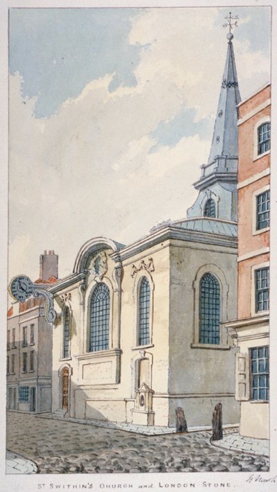 Church of St Swithin London Stone, City of London, 1840 av Frederick Nash