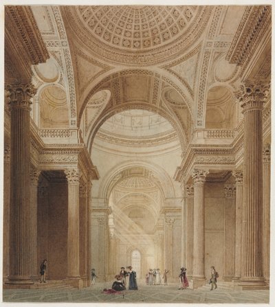 Interiör från Pantheon i Paris (akvarell över grafit) av Frederick Nash