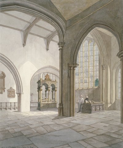 Invändig sydvästvy av Church of St Helen, Bishopsgate, City of London, 1820 av Frederick Nash