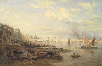 Themsen och Waterloo Bridge från Somerset House, ca 1820-30 (olja på panel) av Frederick Nash