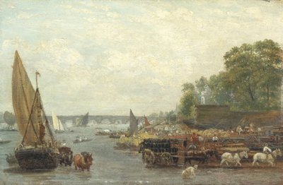 Westminster Bridge, ca 1820-30 (olja på panel) av Frederick Nash