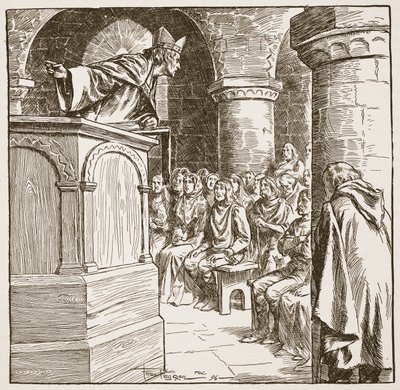 Dunstans sista predikan, illustration från 