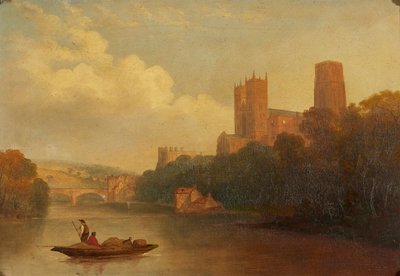 Durham from the River (olja på duk) av Frederick Richard (manner of) Lee