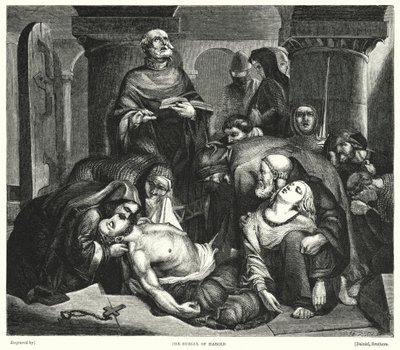 The Burial of Harold (gravyr) av Frederick Richard Pickersgill