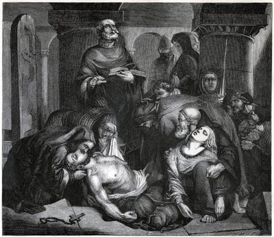 Begravningen av Harold i Waltham Abbey, 1847 av Frederick Richard Pickersgill